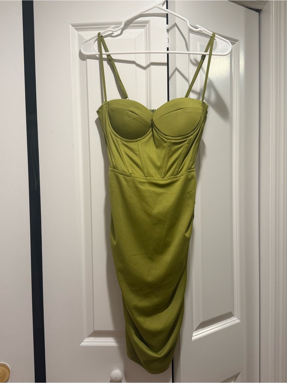 SHEIN Olive Green Corset Midi Dress